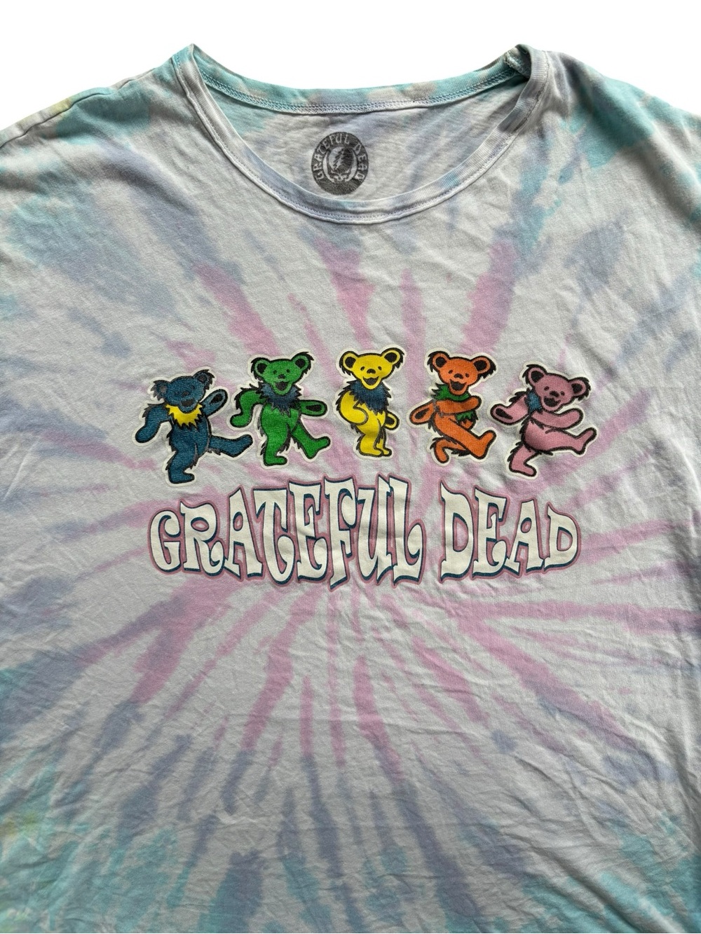 Grateful Dead Oversized Dancing Bears Tie Dye Tee Pastel Men’s S Festival Y2K